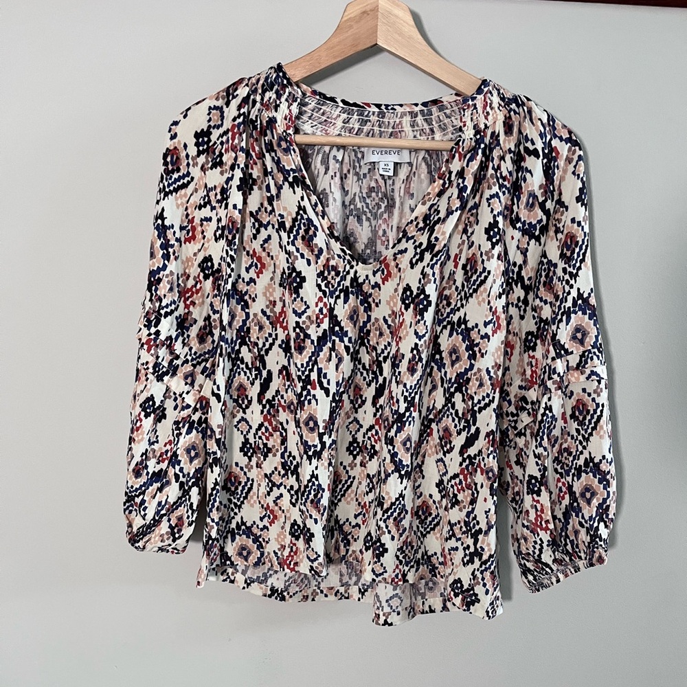 Evereve Multicolor Patterned Blouse Women's‎ Relaxed Fit Chic Vibrant Top